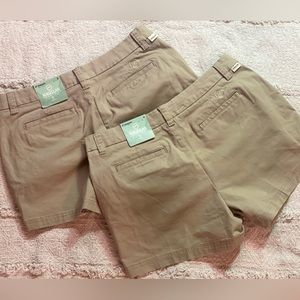 2 Pair Magellan Outdoor 4 inch inseam Khaki Shorts BRAND NEW with Tags